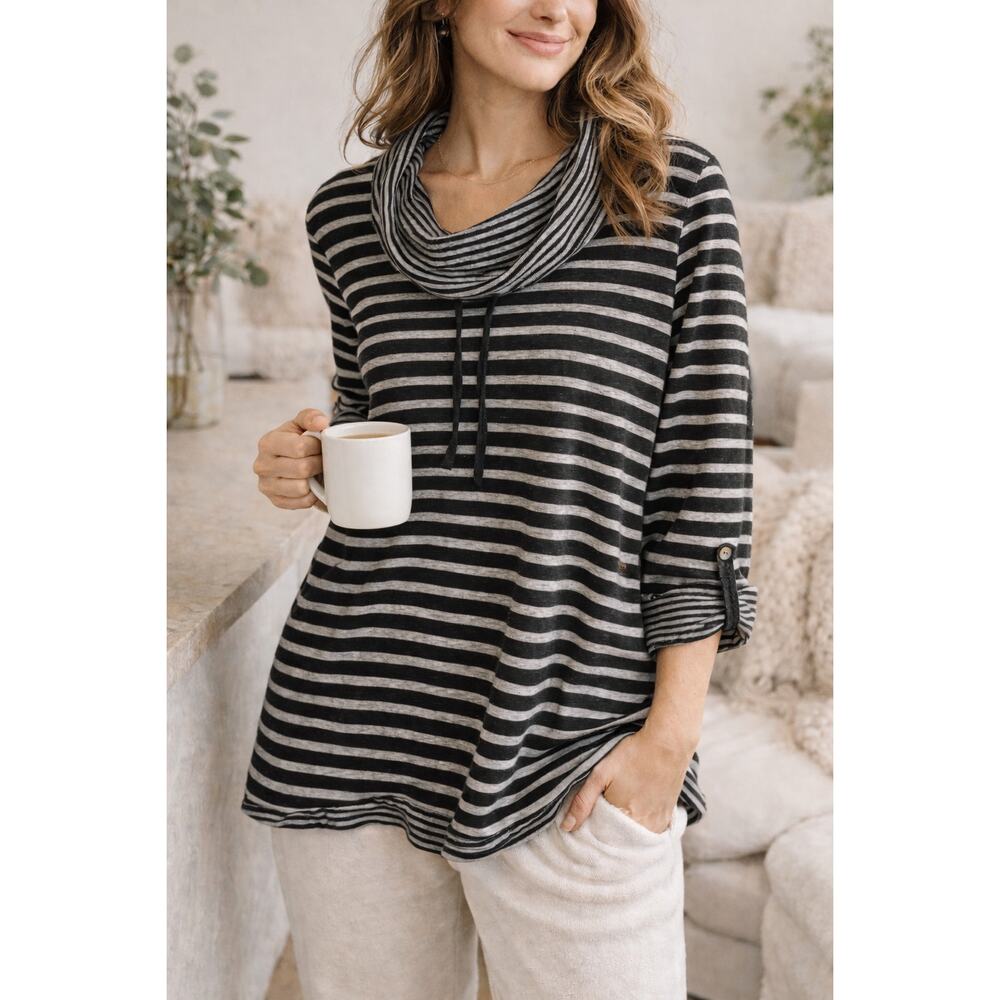 Soft Surroundings Striped Cowl Neck Tunic Top XL